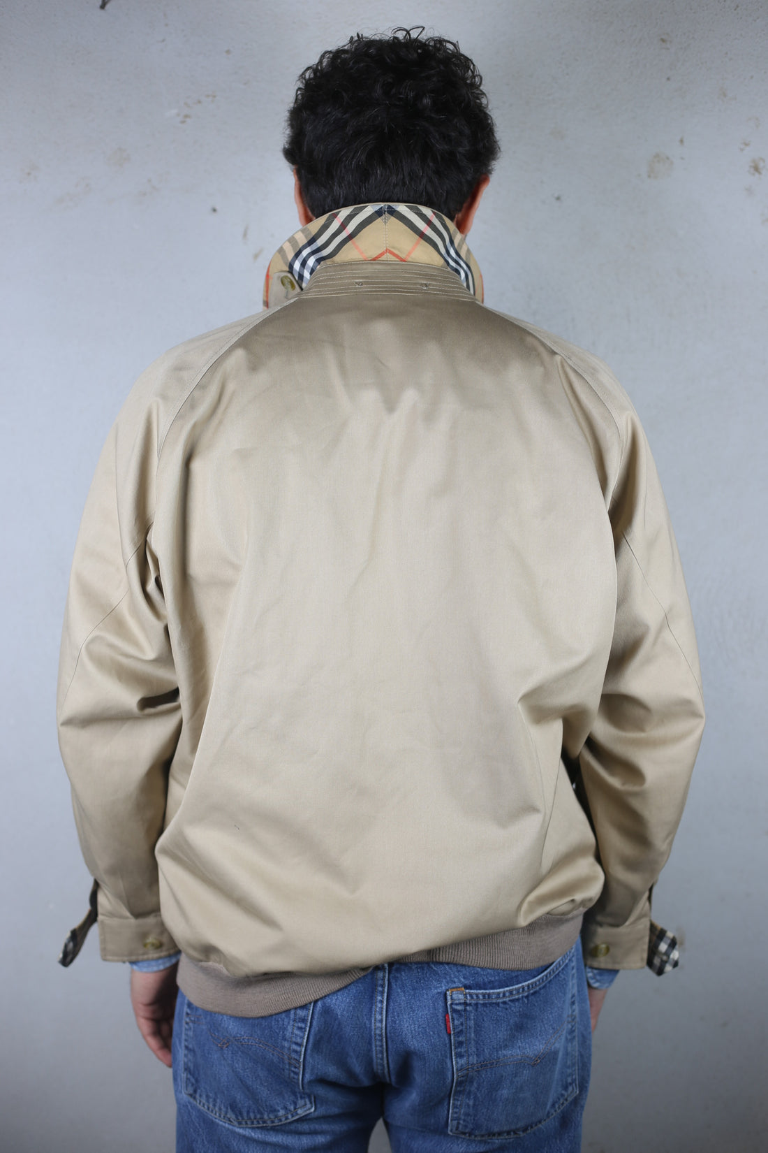 VINTAGE CHECK COTTON HARRINGTON BLOUSON JACKET BURBERRY  -   XL-