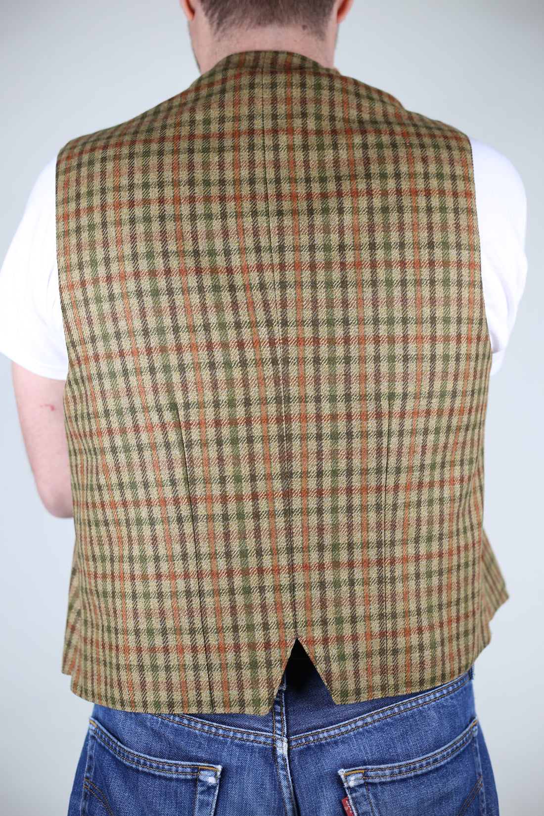 Vintage 80s tailored waistcoat in tweed - L -