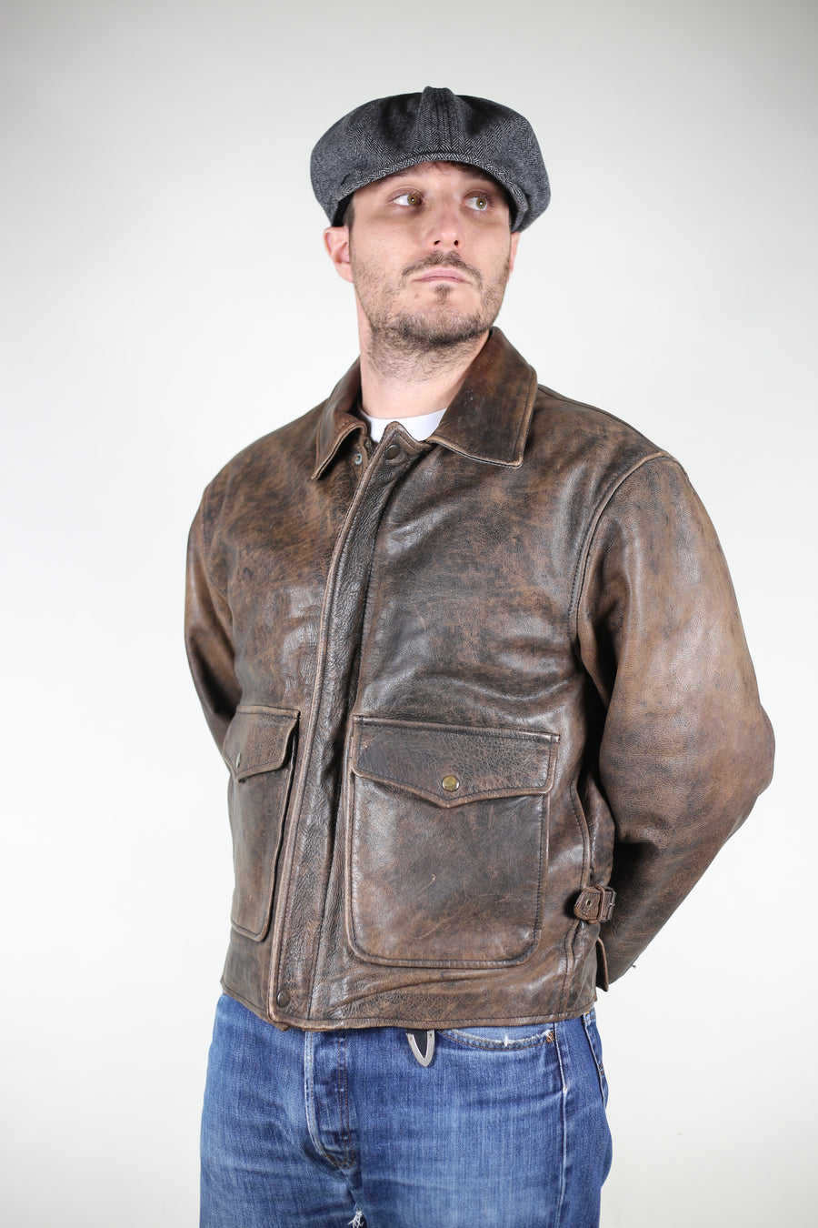 A1 Vintage model leather jacket - L -