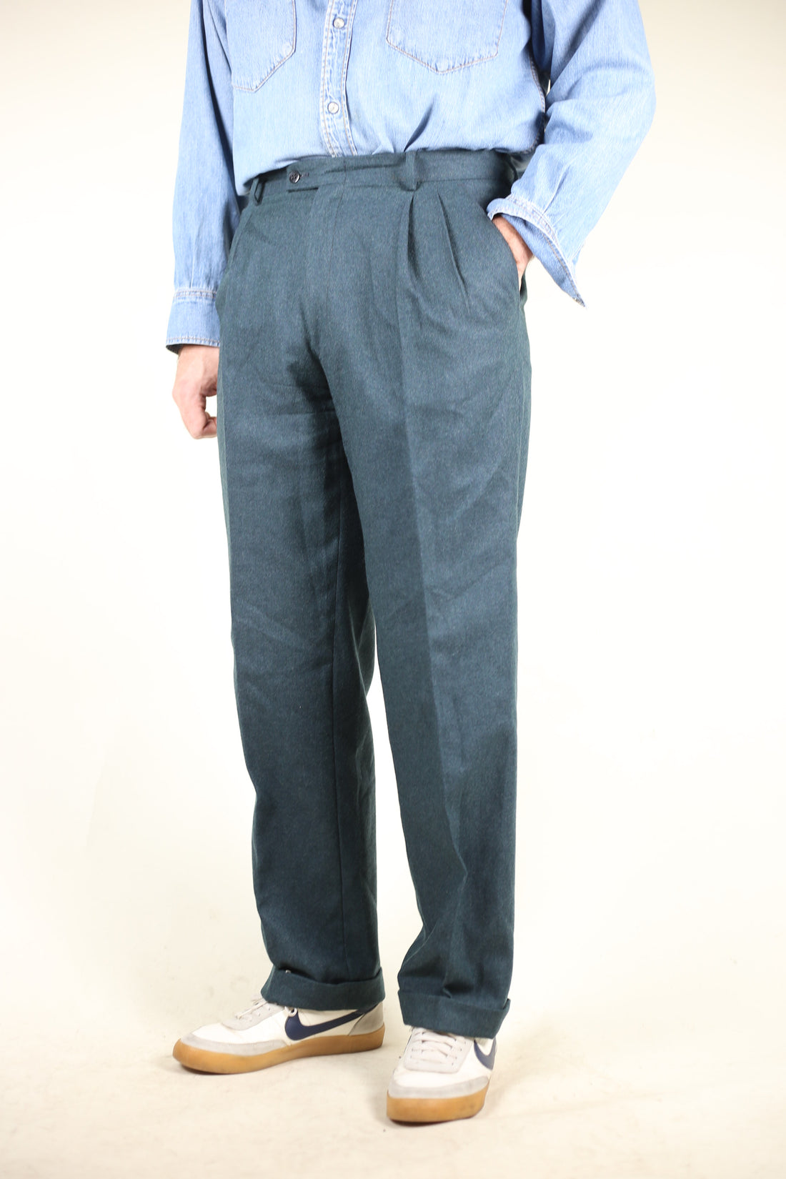 PANTALONE CON PENCE LANA SARTORIALE VINTAGE - W34 -