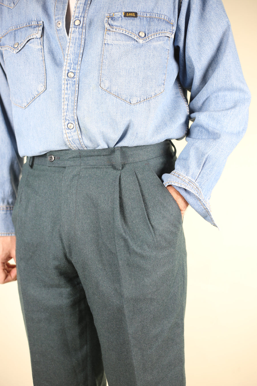 PANTALONE CON PENCE LANA SARTORIALE VINTAGE - W34 -