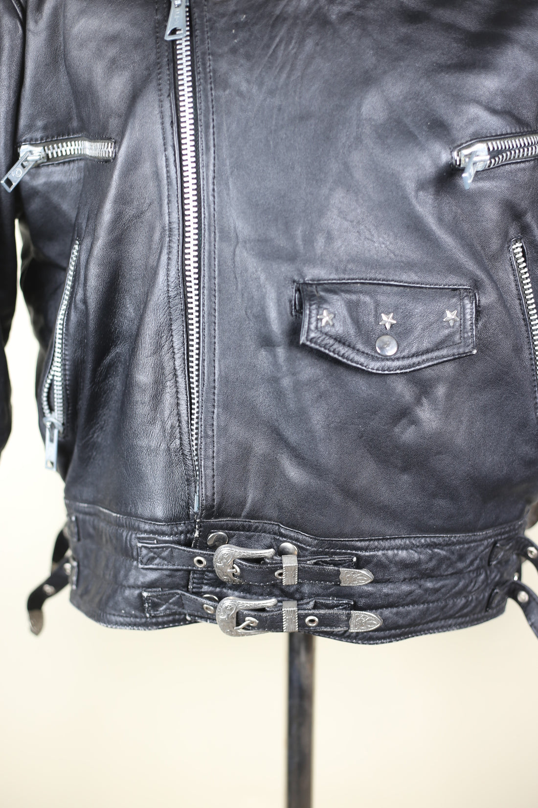 Giacca chiodo  in pelle vintage  -  M  -