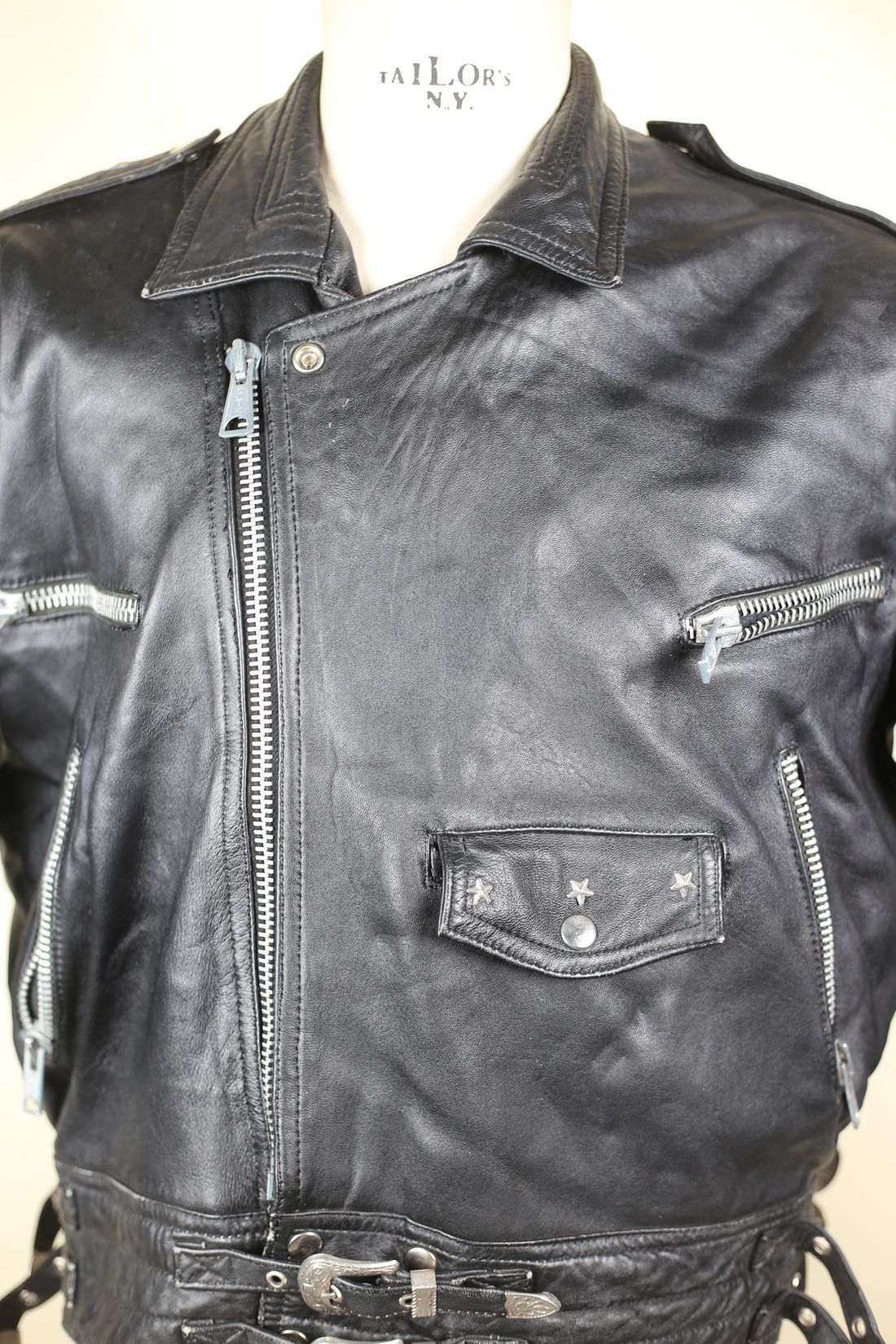 Giacca chiodo  in pelle vintage  -  M  -