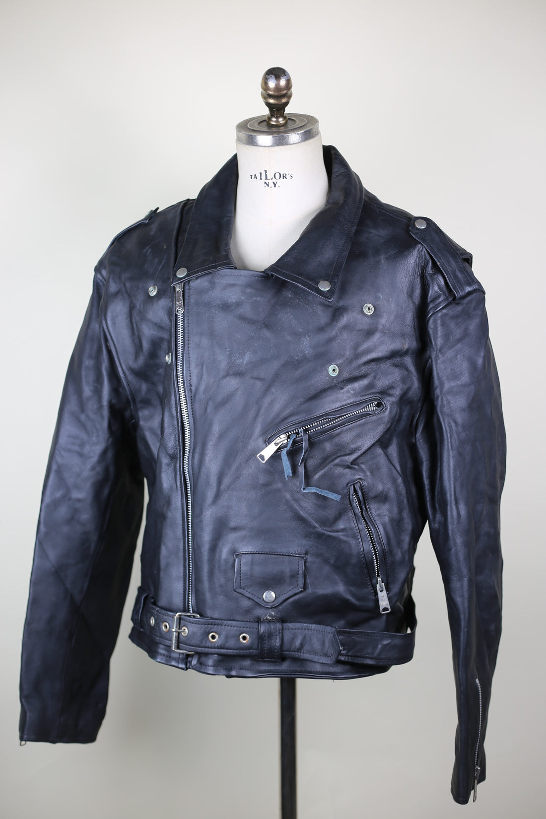 Giacca chiodo  in pelle vintage  - XL -