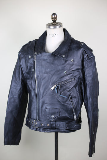 Vintage leather biker jacket - XL -