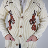 Vintage Cowichan shawlcollar cardigan - XL -