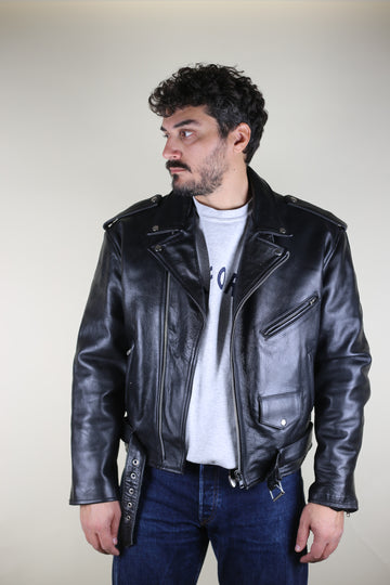 Giacca chiodo  in pelle vintage    -  XL  -