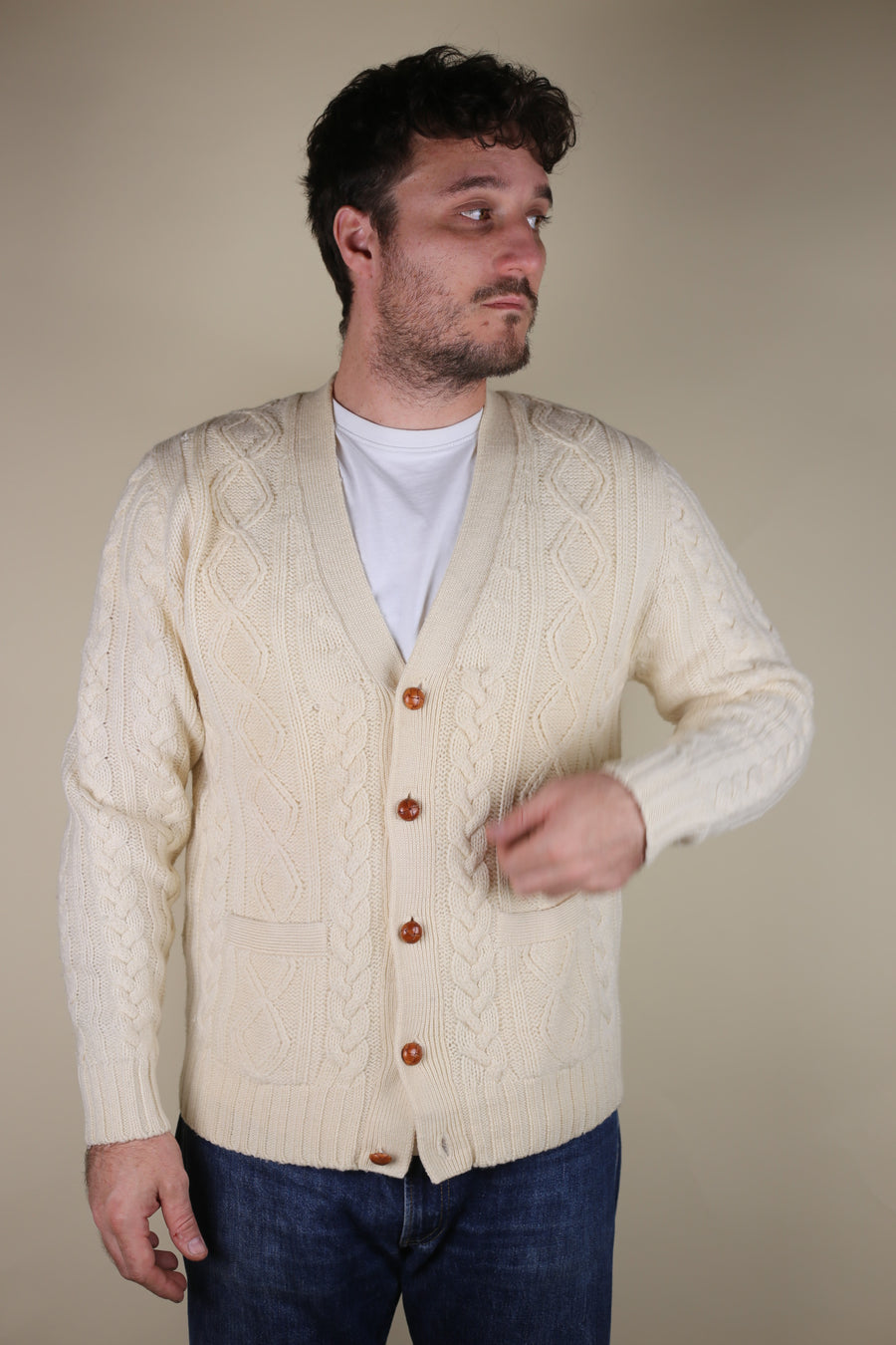 CARDIGAN ARAN - L -