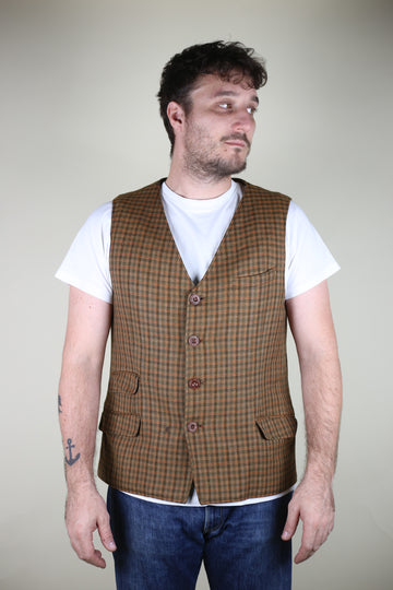 Gilet sartoriale vintage anni 80 in tweed  - L  -