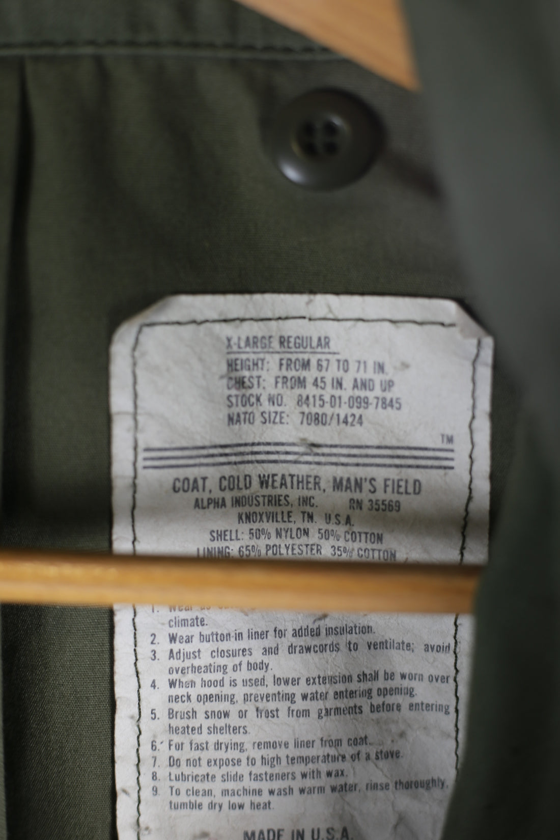 Field jacket  M65 ALPHA INDUSTRIES MADE IN USA  - XL -