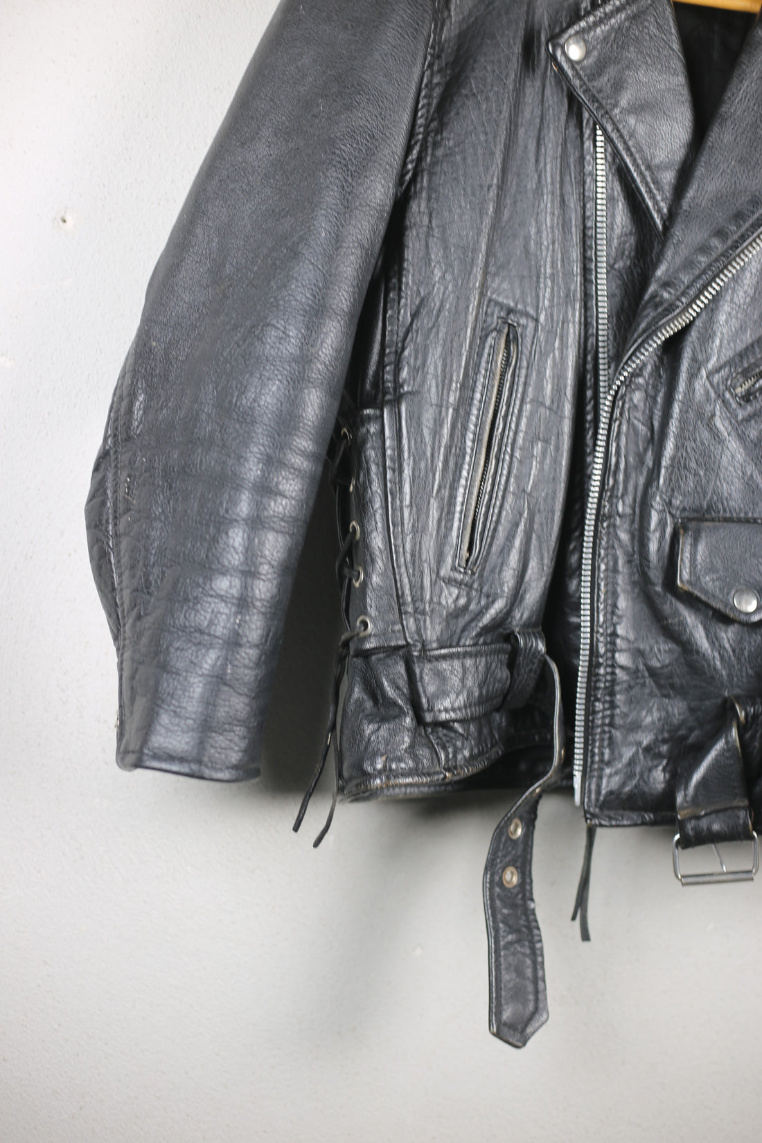 Giacca chiodo  in pelle vintage  - M -