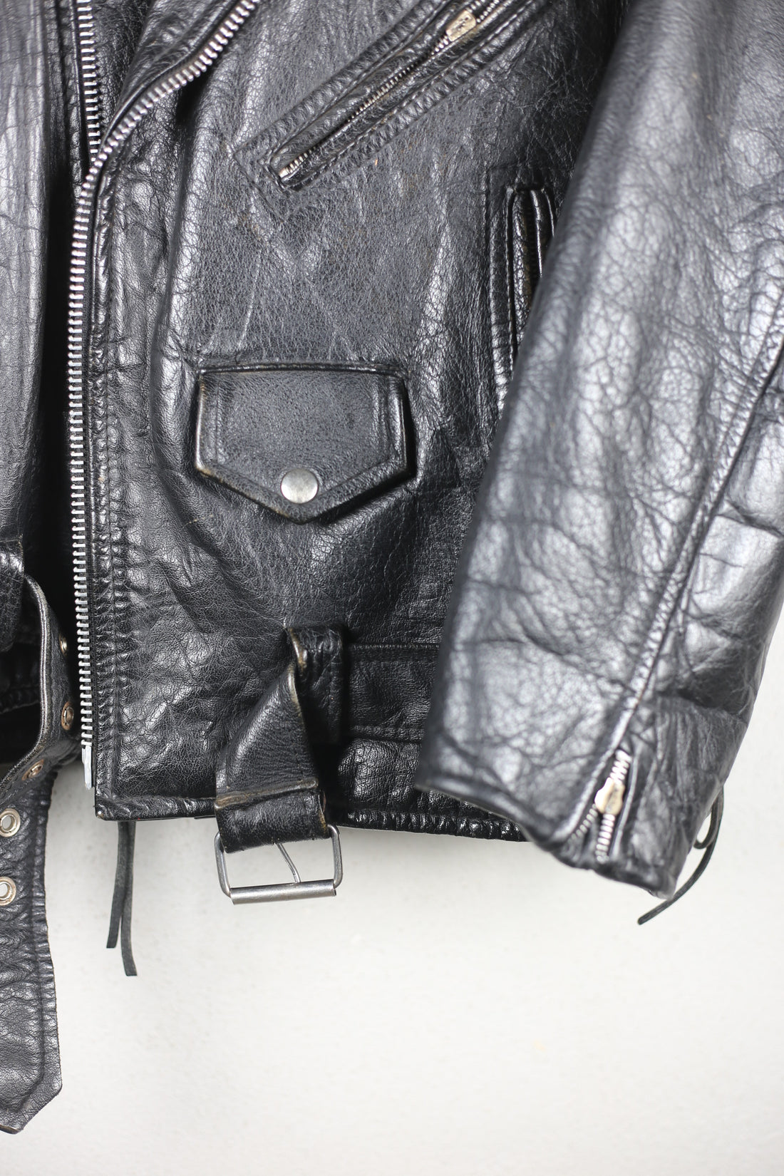 Giacca chiodo  in pelle vintage  - M -
