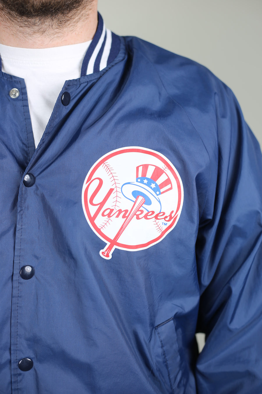 VINTAGE NYLON JACKET MADE IN USA YANKEES - L -