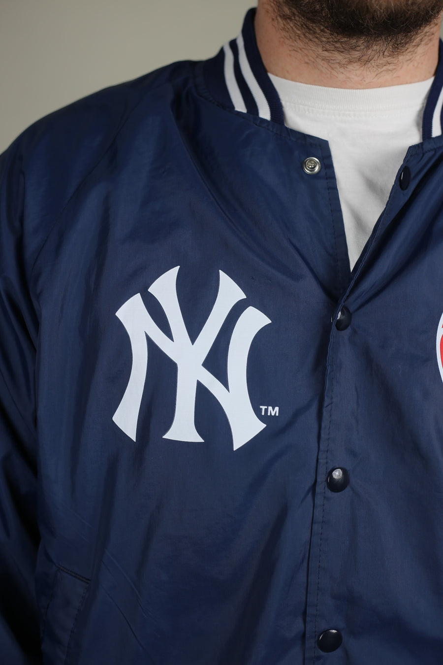 VINTAGE NYLON JACKET MADE IN USA YANKEES - L -