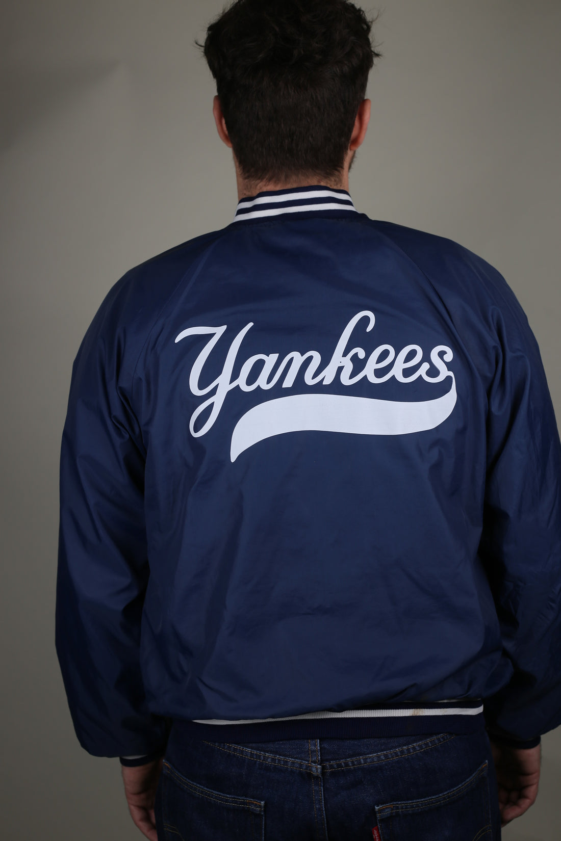 VINTAGE NYLON JACKET MADE IN USA YANKEES - L -