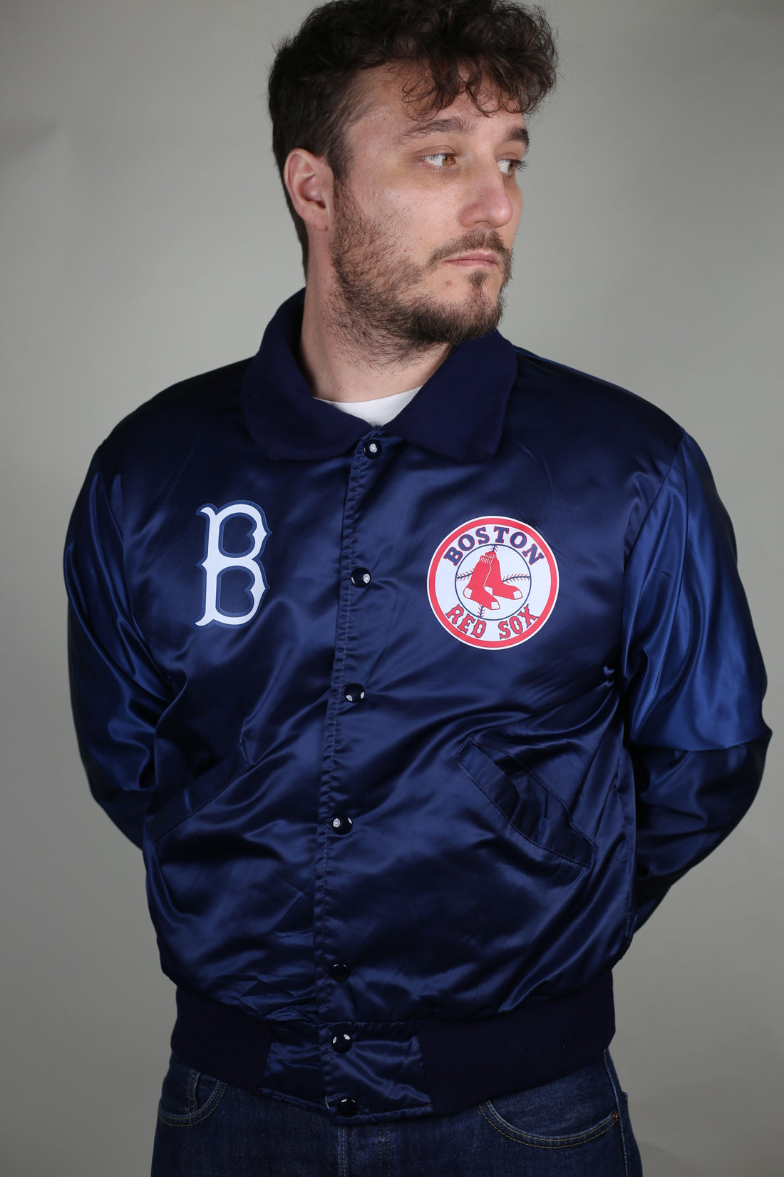 VINTAGE NYLON JACKET MADE IN USA RED SOX  - M -