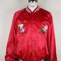 VINTAGE NYLON JACKET MADE IN USA WITH SNOOPY EMBROIDERY - XL -