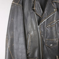 Giacca chiodo di pelle vintage - XXL -