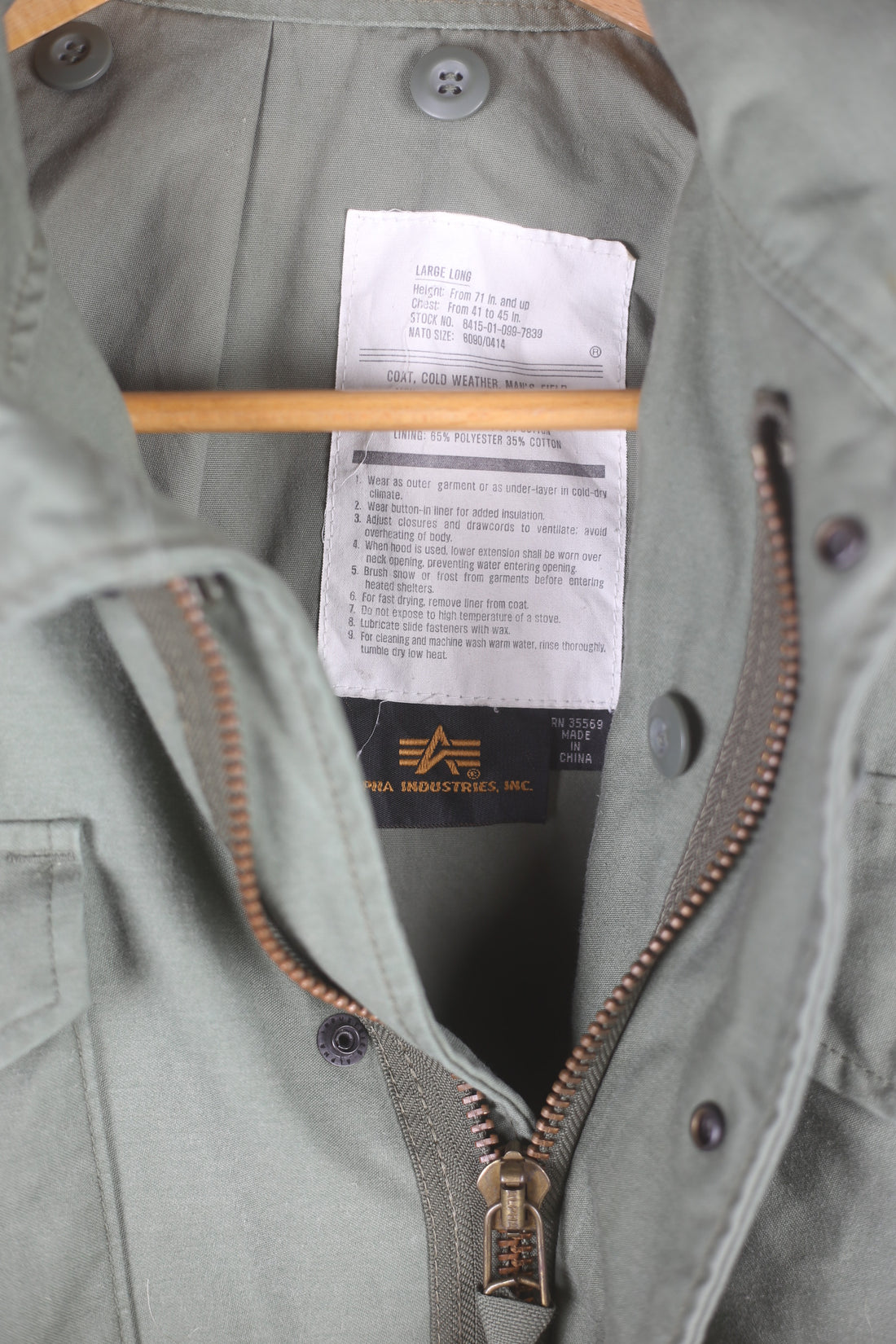 Field Jacket M-65 Us Army ALPHA INDUSTRIES -XL  (LARGE LONG)