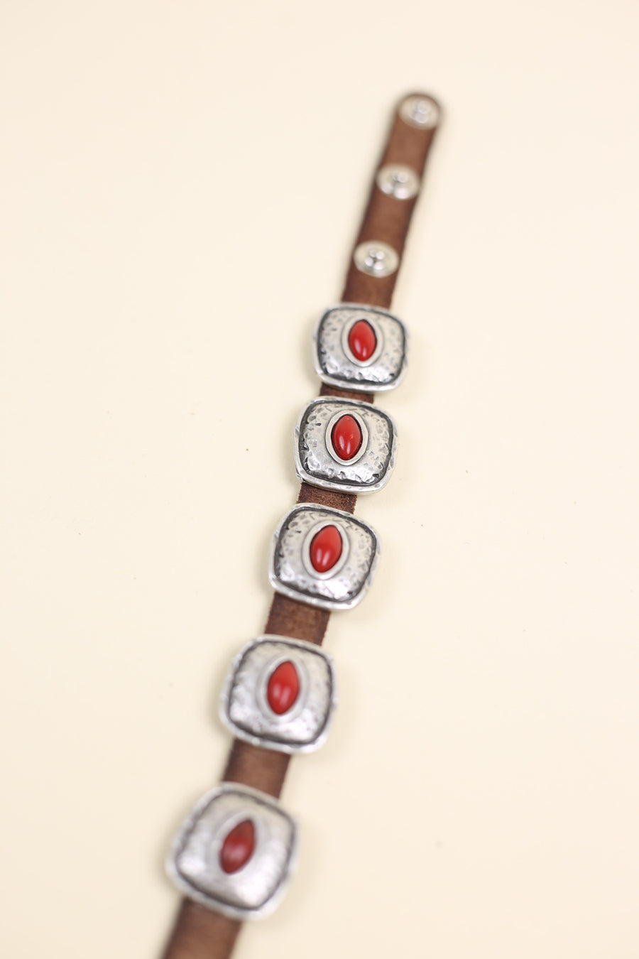Navajo concho coral bracelet