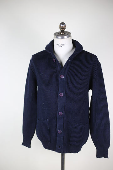 VINTAGE SHAWL COLLAR CARDIGAN - -