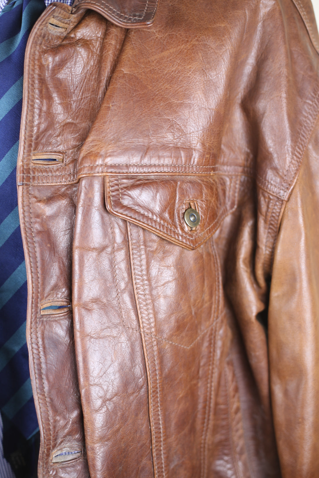 Giacca  in pelle TRUCKER vintage MAFFEI    - L -