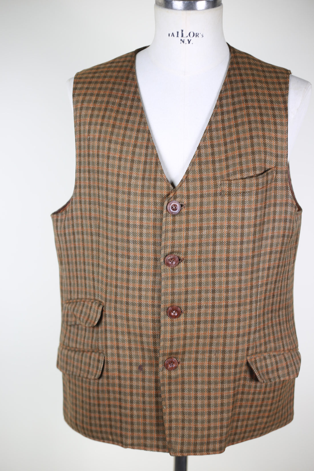 Vintage 80s tailored waistcoat in tweed - L -