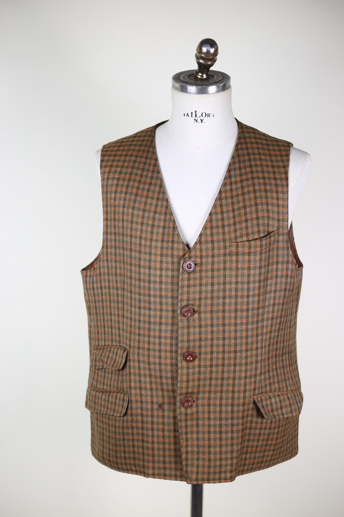 Vintage 80s tailored waistcoat in tweed - L -