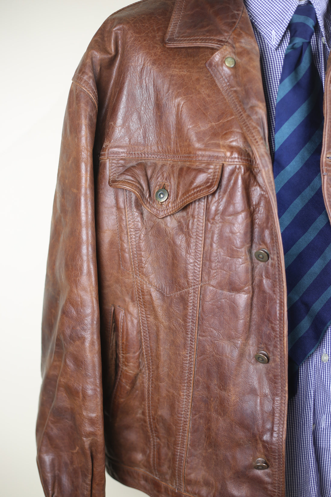 Giacca  in pelle TRUCKER vintage MAFFEI    - L -