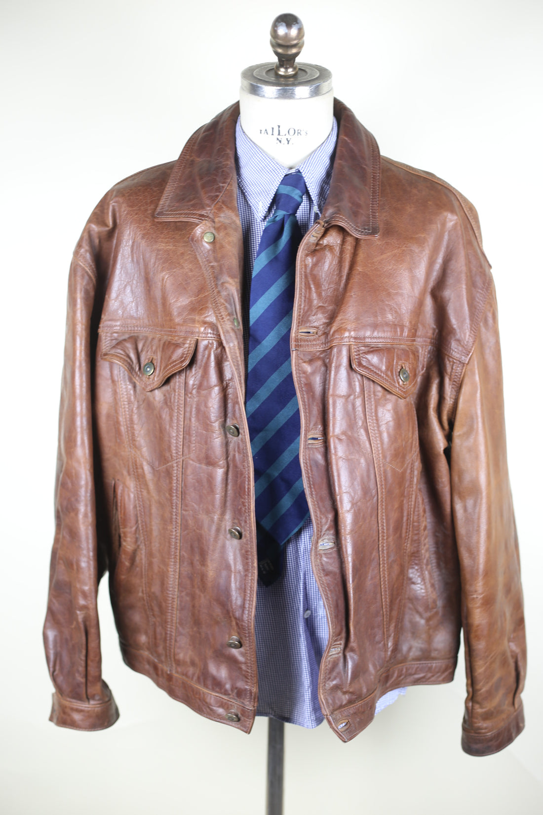 Giacca  in pelle TRUCKER vintage MAFFEI    - L -