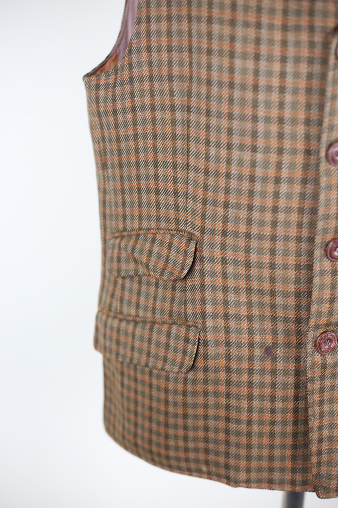 Vintage 80s tailored waistcoat in tweed - L -