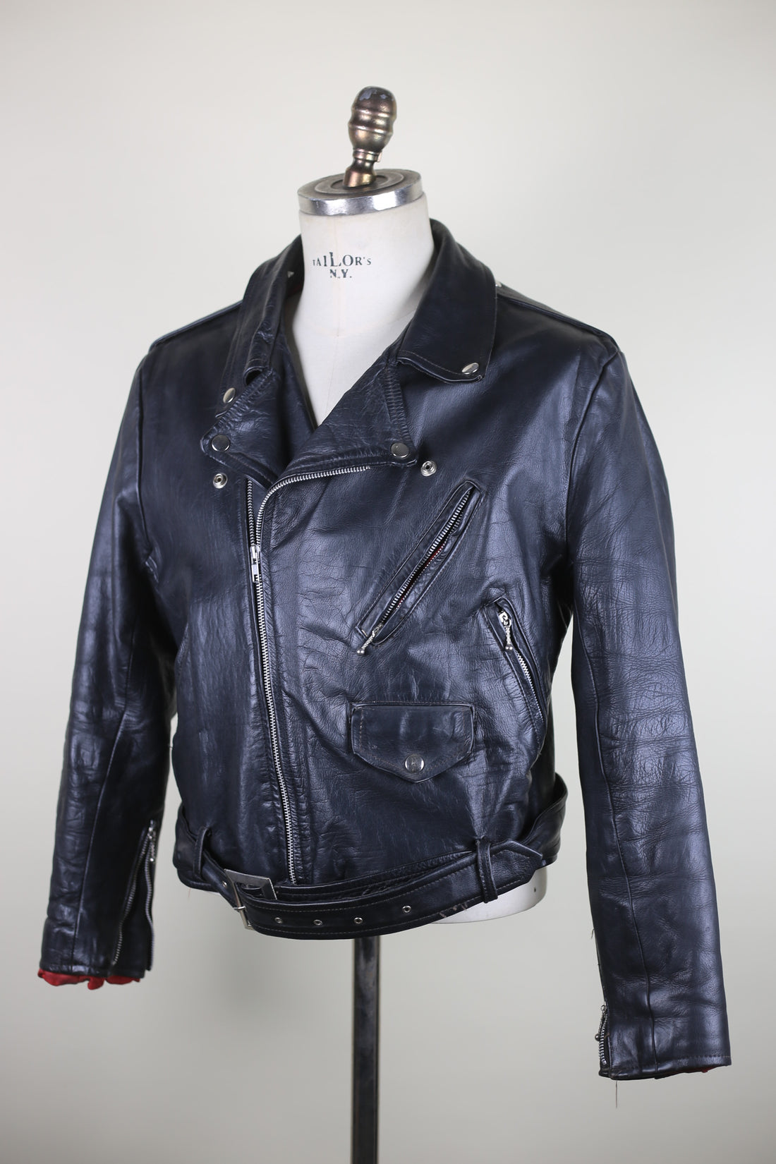 Giacca chiodo  in pelle vintage  - M -