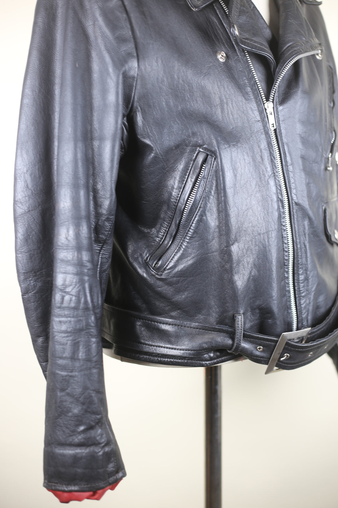 Giacca chiodo  in pelle vintage  - M -