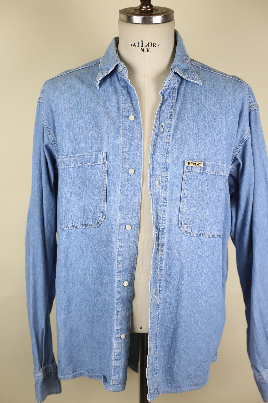 Camicia jeans con ricamo     - L  -