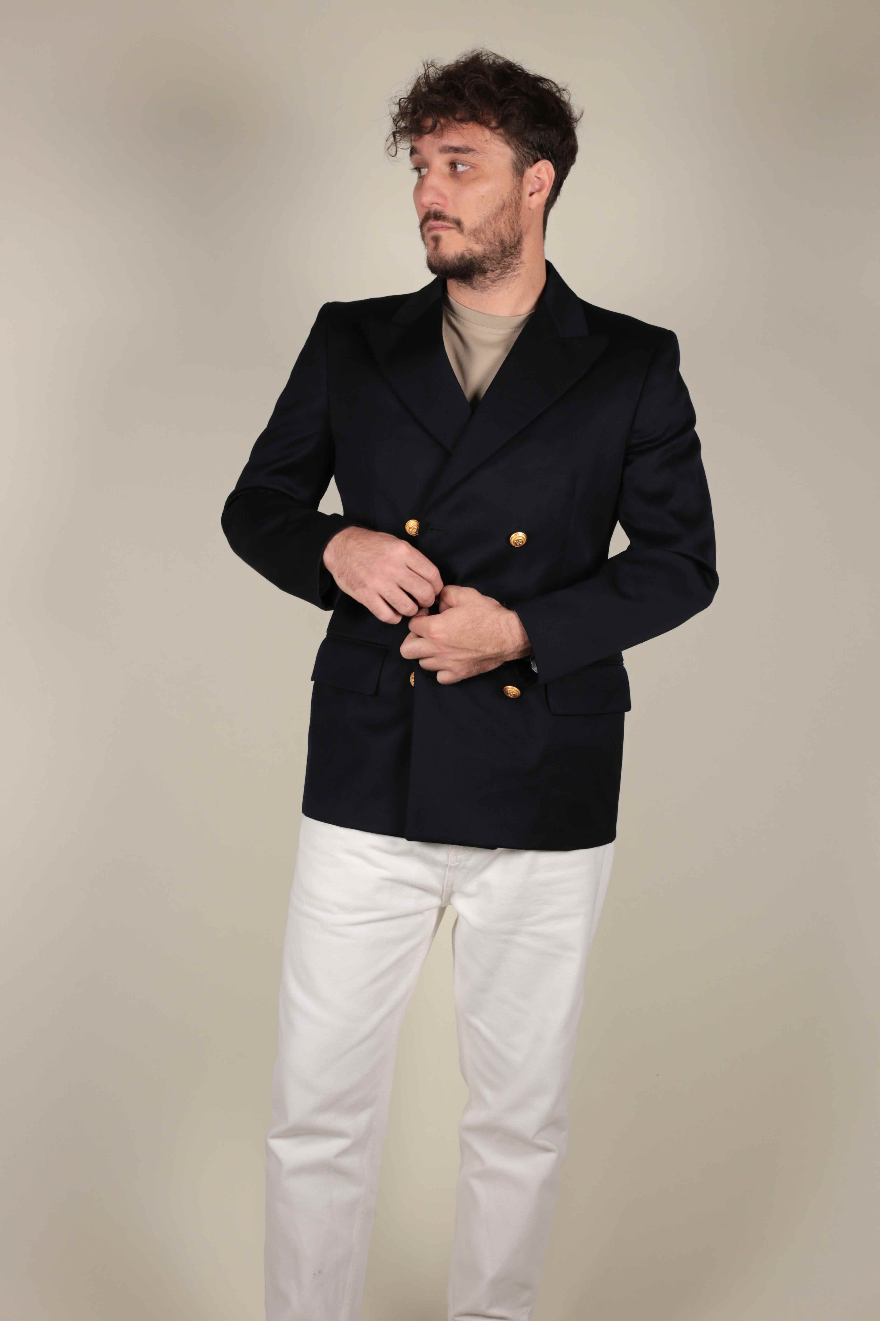 Giacca Brave Soul Carlos Uomo, Doppio Petto, Taglia L, Colore Marina (blu) – Leggera, Con Bottoni